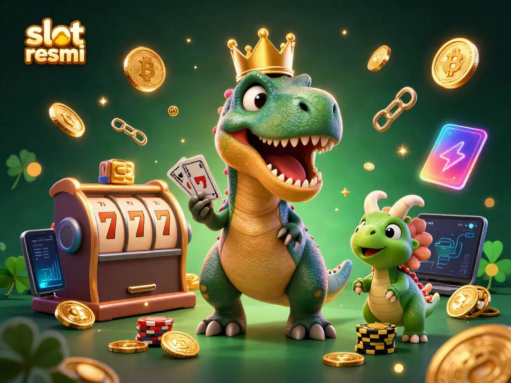 Experience thrilling gaming action with slot resmi in a vibrant 3D cartoon scene featuring iconic characters and casino elements.