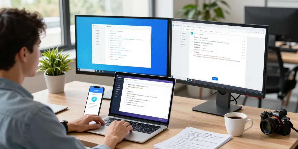 Effortlessly setting Telegram Chinese interface in a modern workspace.